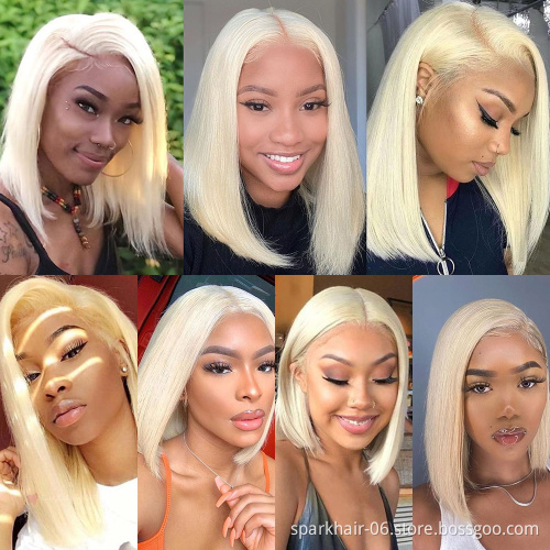 613 Blonde Bob Lace Wig Human Hair,13x4 13x6 Highlight Virgin Lace Front Wig,Platinum 613 Transparent HD Full Lace Frontal Wig